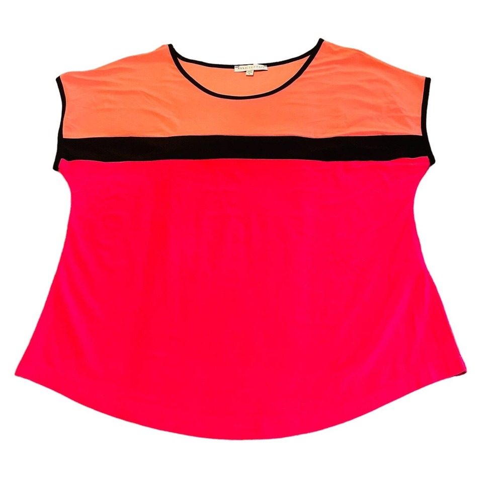 Anna Lee + Hope Peach Fuchsia Pink Color block Shirt Women’s Large
